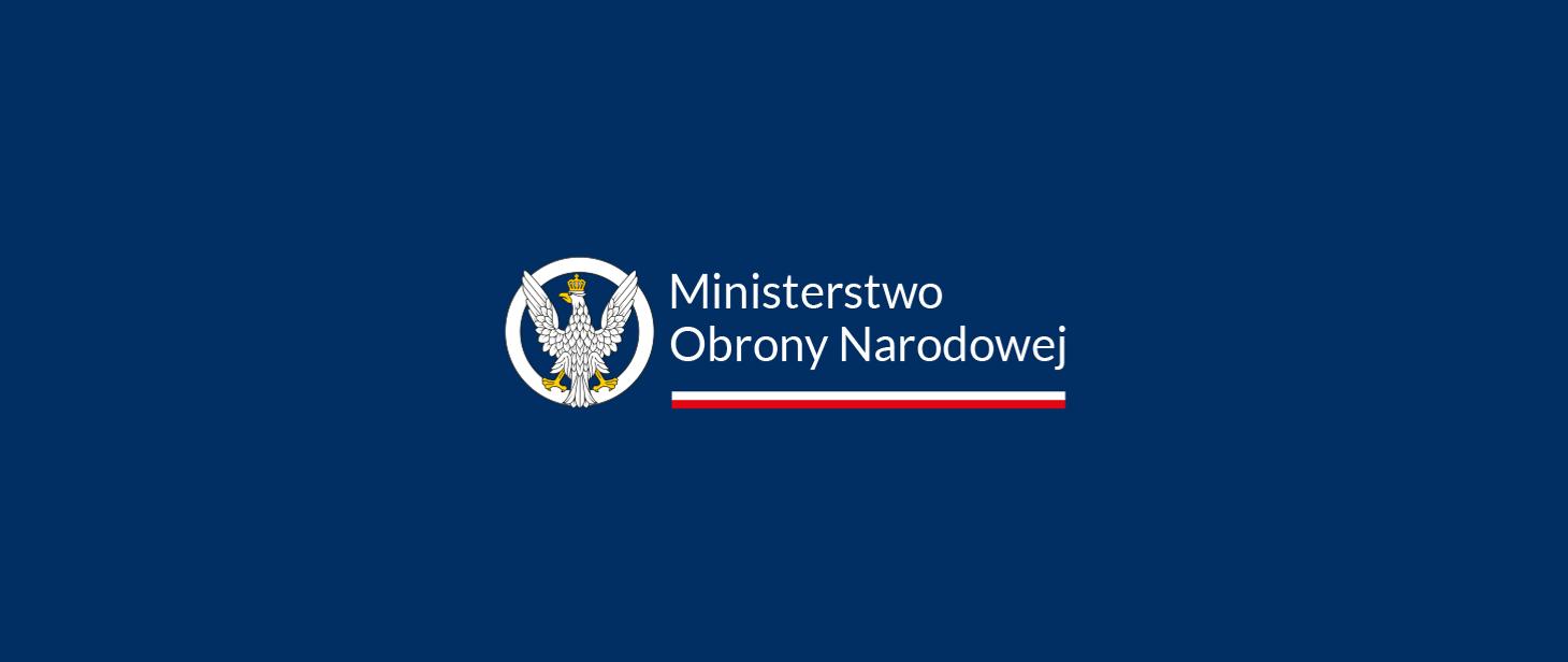 Na granatowym tle orzeł z napisem Ministerstwo Obrony Narodowej